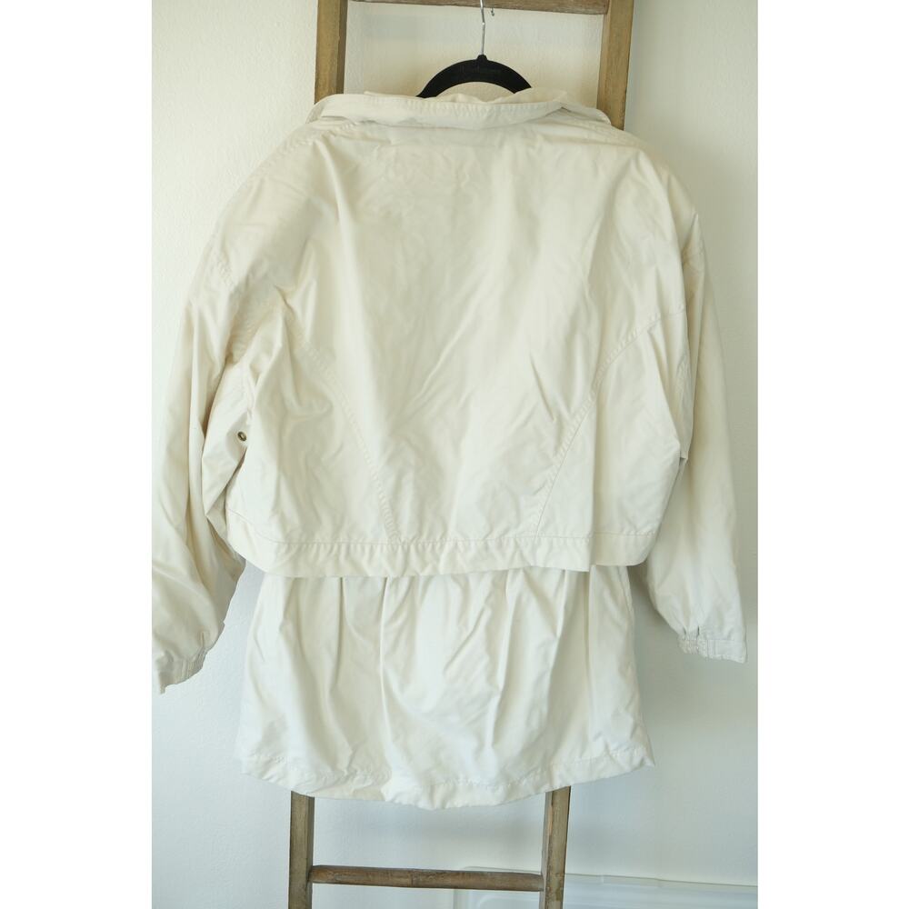 Vintage Aeros Windbreaker Cream Jacket | Longline Parachute Coat Womens Small - Picture 6 of 6